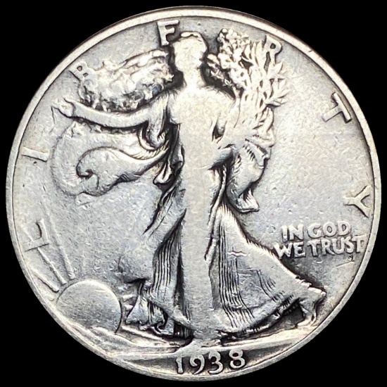 1938-D Silver Walking Liberty Half Dollar LIGHTLY CIRCULATED