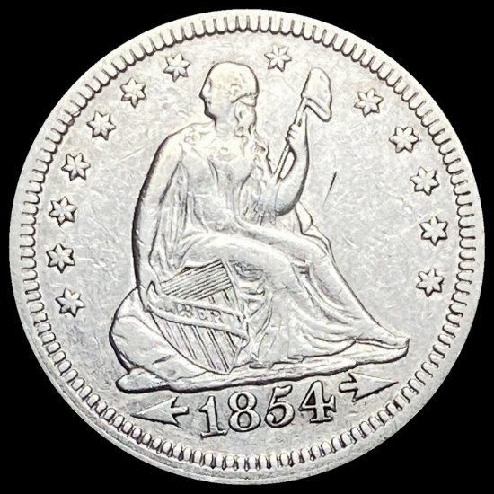 1854 Silver Seated Liberty Quarter LIGHTLY CIRCULATED