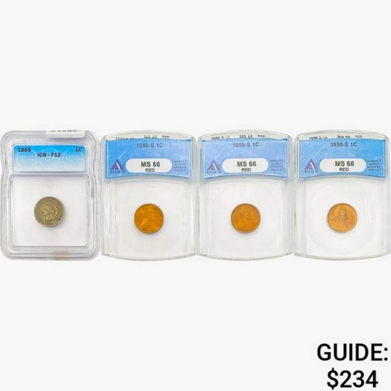 [4]1859-1950 Indian Head & Wheat Cents ANACS/ICG