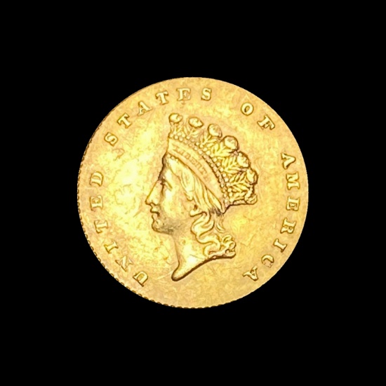 1854 $1 Gold Indian Princess Head Type 2 CLOSELY UNCIRCULATED