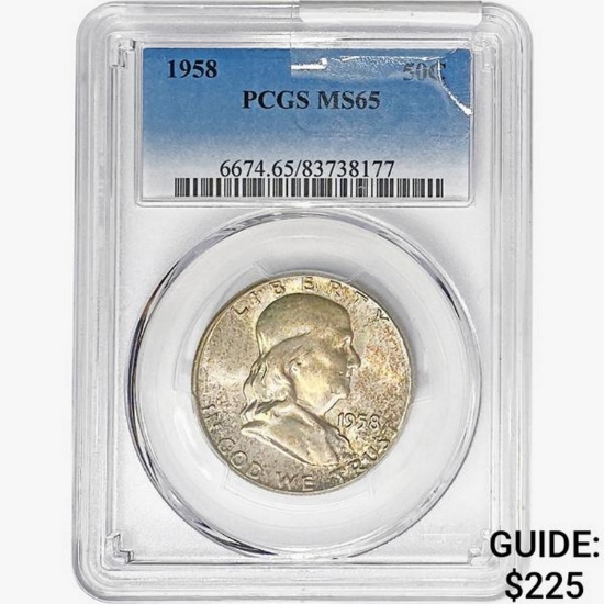 1958 Franklin Half Dollar PCGS MS65