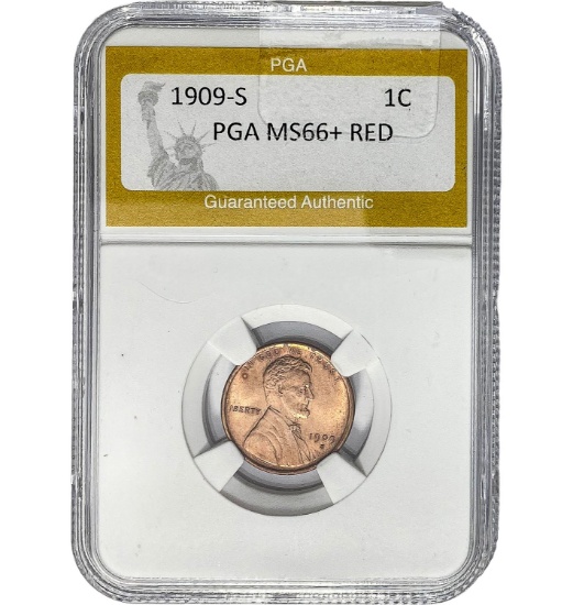 1909-S 1C Lincoln Cent PGA MS66+ RED