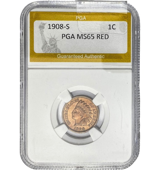 1908-S Indian Head Cent PGA MS65 RED