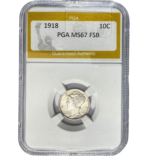 1918 10C Mercury PGA MS67 FSB