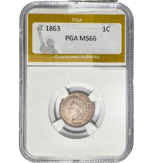 1863 1C Indian Head PGA MS65