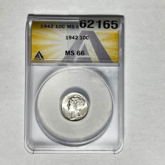 1942 Mercury Dime ANACS MS66