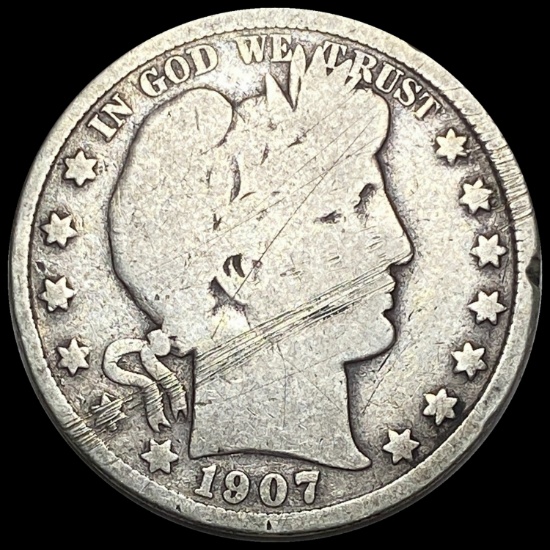 1907-S Silver Barber Half Dollar NICELY CIRCULATED