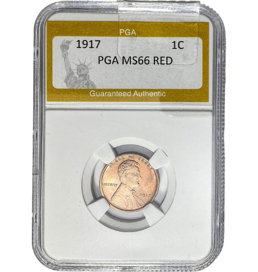 1917 1C Lincoln Cent PGA MS66 RED