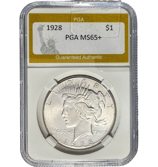 1928 Peace Dollar PGA MS65+ SILVER