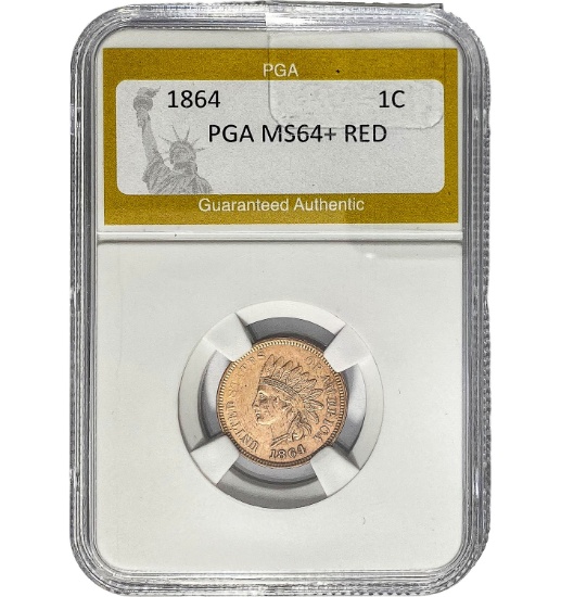 1864 1C Indian Head PGA MS64+ RED