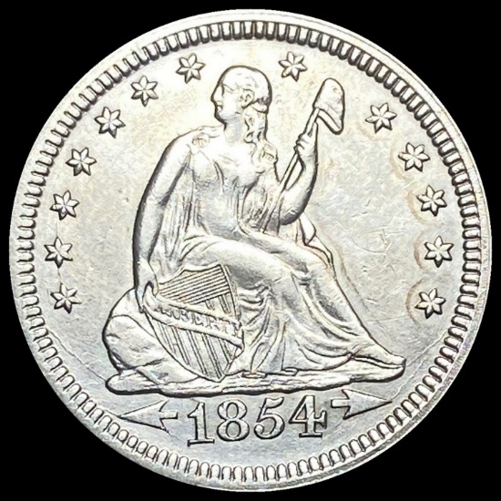 1854 Seated Liberty Quarter CHOICE AU