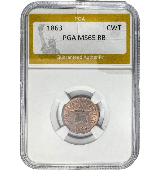 1863 CWT PGA MS65 RB