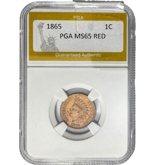 1865 1C Indian Head Cent PGA MS65 RED