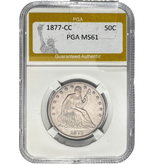 1877-CC 50C Seated Liberty PGA MS61
