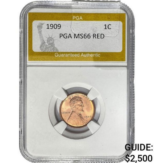 1909 VDB 1C Lincoln Cent PGA MS66 RED