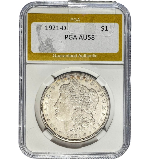 1921-D Morgan Dollar PGA AU58 SILVER
