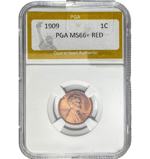 1909 1C Lincoln Cent PGA MS66+ RED