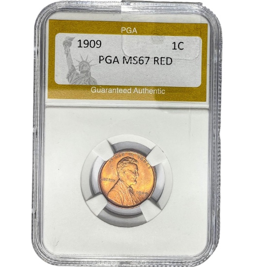 1909 1C Lincoln Cent PGA MS67 RED