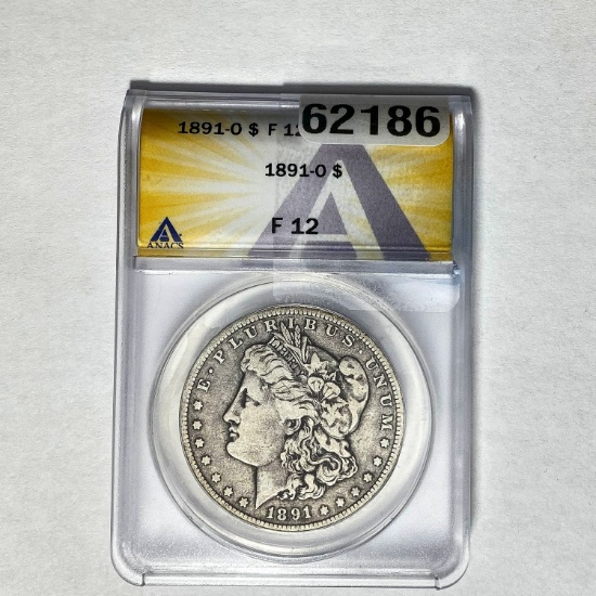 1891-O Morgan Dollar ANACS F 12 SILVER