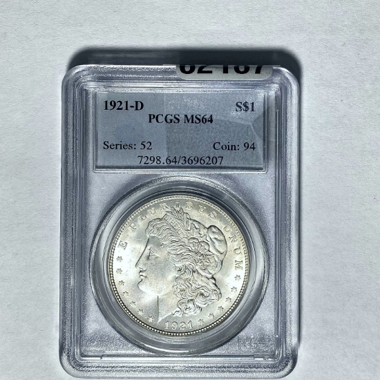1921-D Morgan Dollar PCGS MS64 SILVER