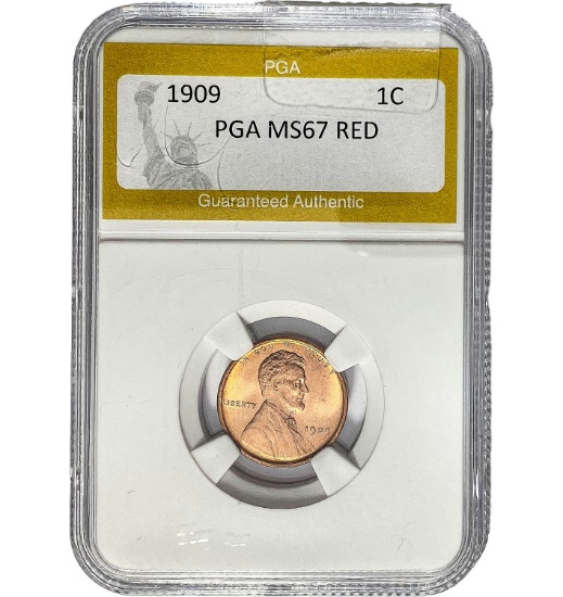 1909 1C Lincoln Cent PGA MS67 RED