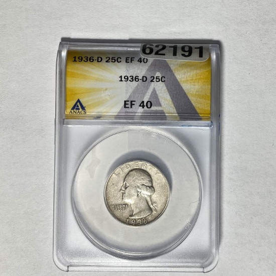 1936-D 25C Washington ANACS EF 40