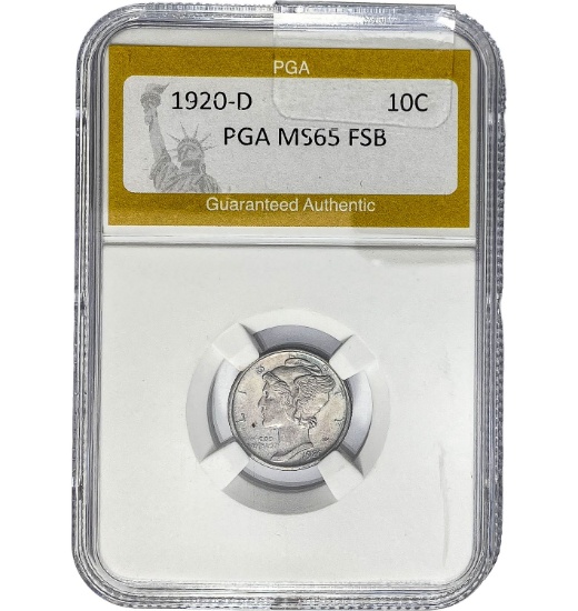 1920-D Mercury Dime PGA MS65 FSB