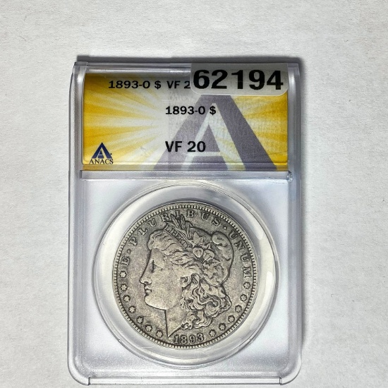 1893-O Morgan Dollar ANACS VF 20 SILVER