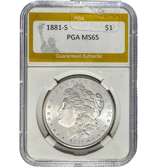 1881-S Morgan Dollar PGA MS65 SILVER