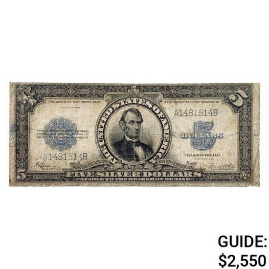 1923 $5 "PORTHOLE" SILVER CERTIFICATE NOTE
