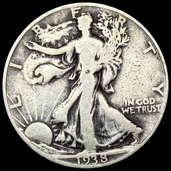 1938-D Silver Half Dollar Walking Liberty LIGHTLY CIRCULATED