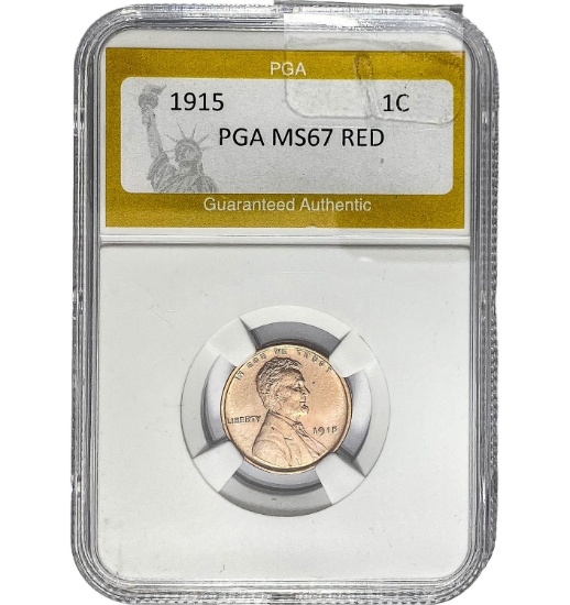1915 1C Lincoln Cent PGA MS67 RED