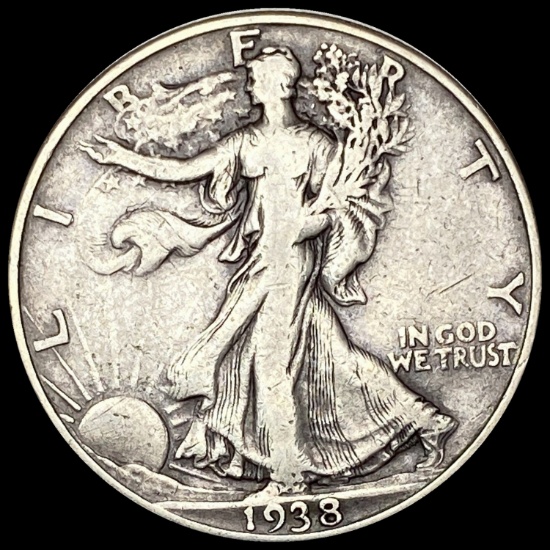 1938-D Silver Half Dollar Walking Liberty LIGHTLY CIRCULATED