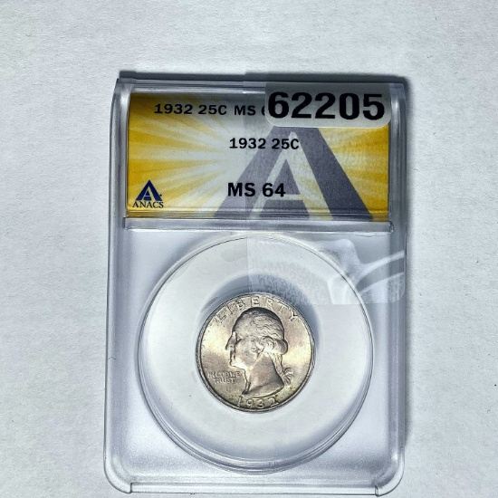 1932 25C Washington ANACS MS 64