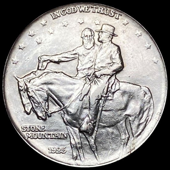 1925 Silver Stone Mountain Half Dollar ABOUT UNCIRCULATED