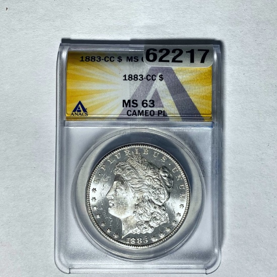 1883-CC Morgan Dollar ANACS MS63 CAMEO PL SILVER
