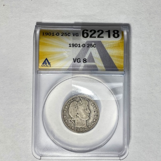 1901-O Barber Quarter ANACS VG 8
