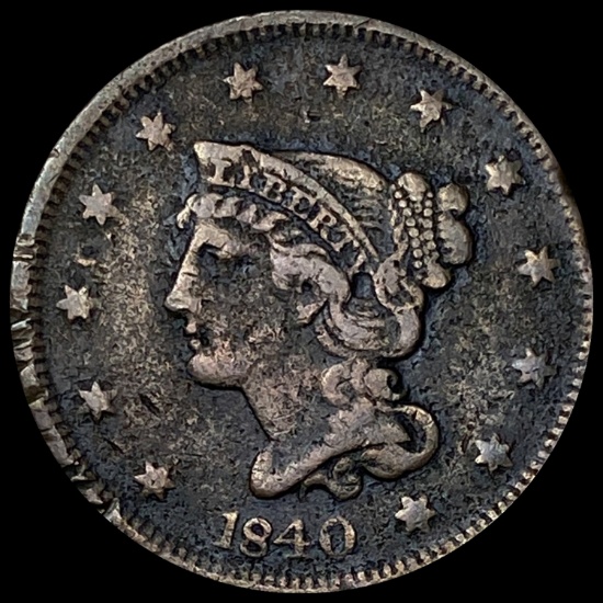 1840 Braided Hair Large Cent NICELY CIRCULATED