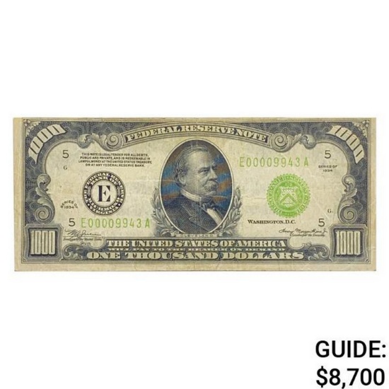 1934 $1,000 LGS FRN RICHMOND, VA VERY FINE