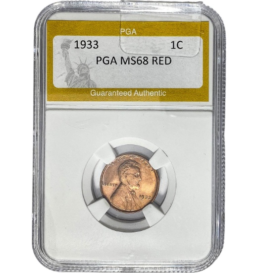 1933 1C Lincoln Cent PGA MS68 RED