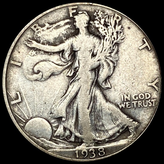 1938-D Silver Walking Liberty Half Dollar LIGHTLY CIRCULATED