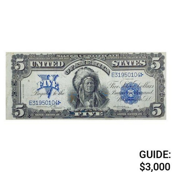 1899 $5 "CHIEF" SILVER CERTIFICATE VERY FINE+