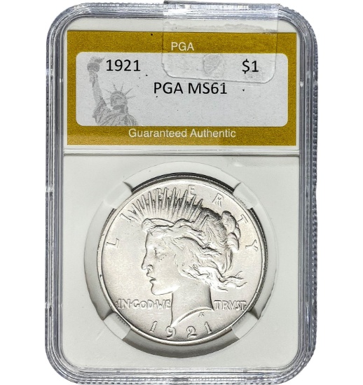 1921 Peace Dollar PGA MS61 SILVER