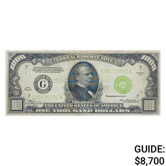 1934 $1,000 LGS FRN CHICAGO, IL VERY FINE