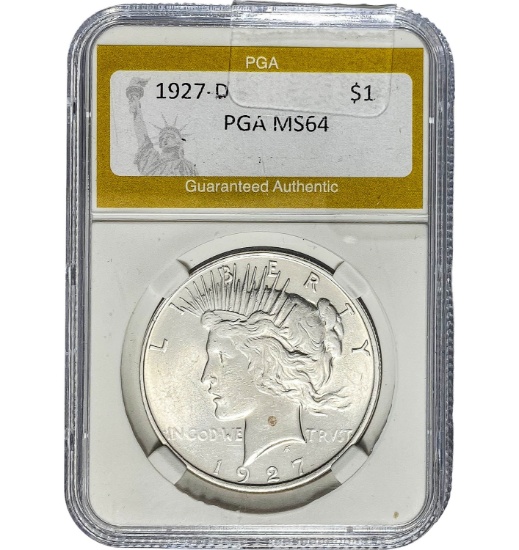 1927-D Peace Dollar PGA MS64 SILVER