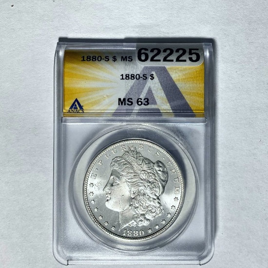 1880-S Morgan Dollar ANACS MS 63 SILVER