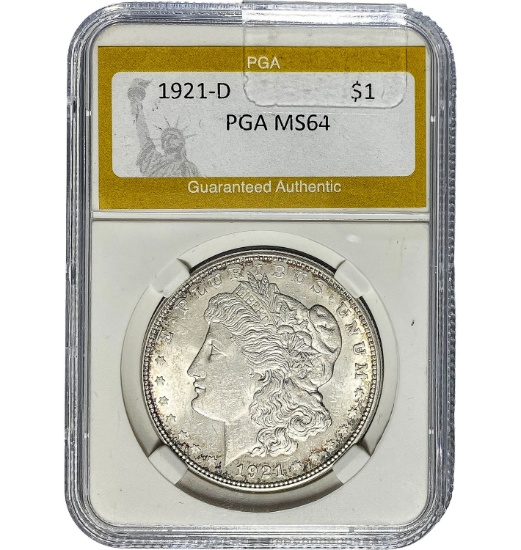 1921-D Morgan Dollar PGA MS64 SILVER