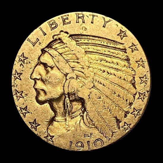 1910 Indian Head Half Eagle $5 Gold LIGHTLY CIRCULATED