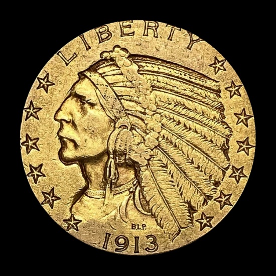 1913 Indian Head $5 Gold Half Eagle LIGHTLY CIRCULATED