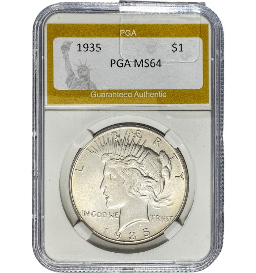 1935 Peace Dollar PGA MS64 SILVER